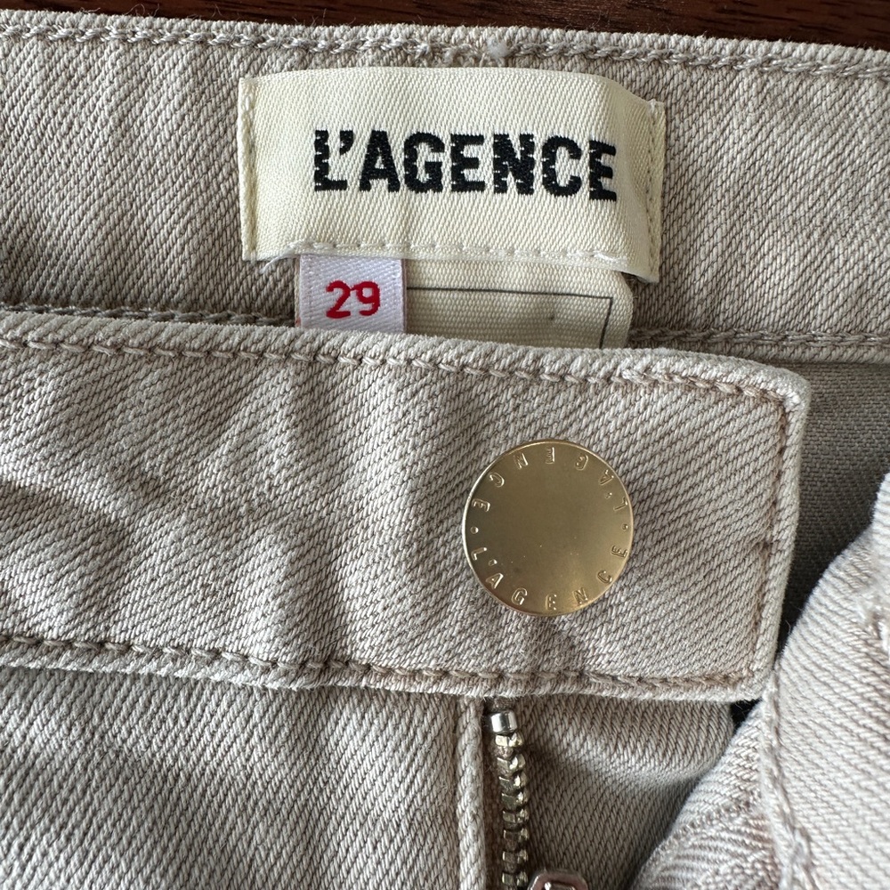L’AGENCE Distressed Denim in Tan - Picture 5 of 9